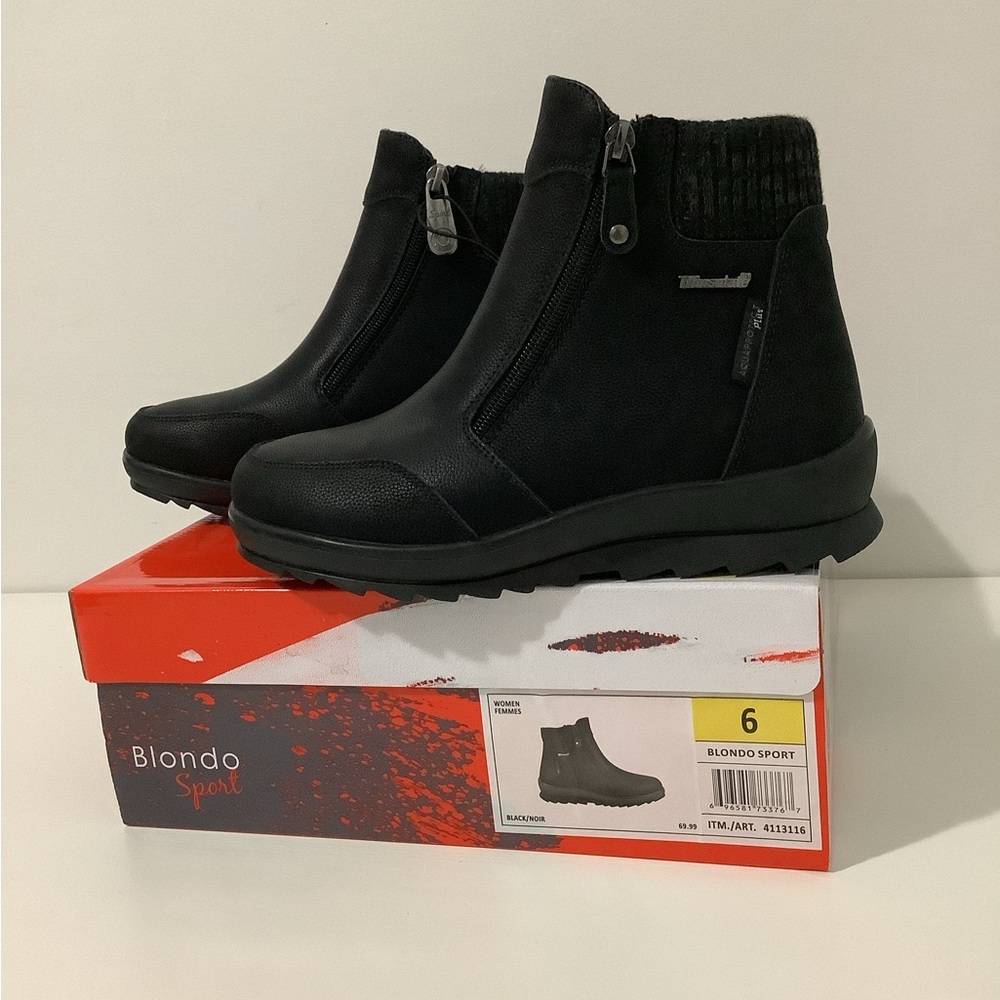 NEW Blondo Black Waterproof Women’s Thinsulate Zip Ankle Winter Snow Boots Sz.6